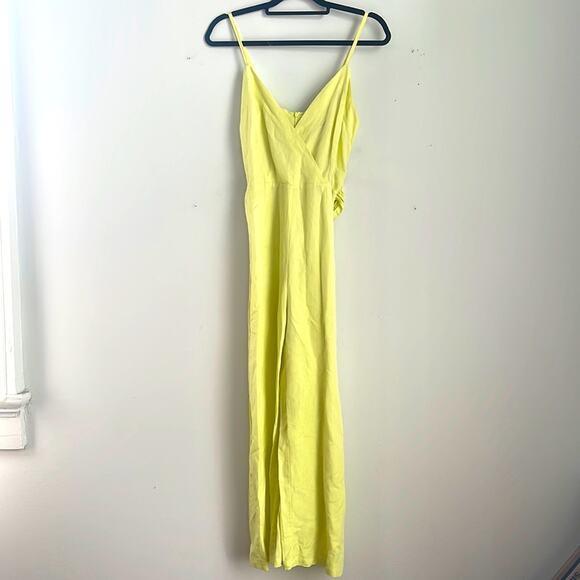 Zara Alika linen blend wide leg wrap front jumpsuit sz S - Picture 2 of 6